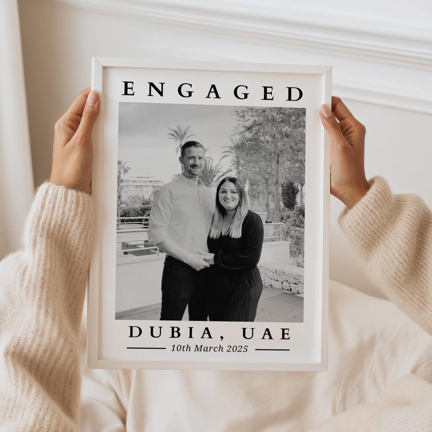 Custom Engagement Photo Print| Personalised Date & Location Gift
