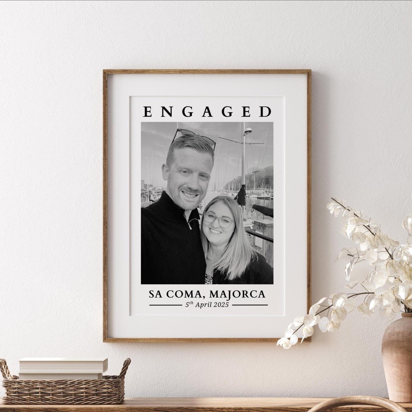 Personalised Engagement Gift, Engaged Photo Gift Couple, Custom Photo Print for Fiance, Husband Wife to Be, Engagement Anniversary Keepsake