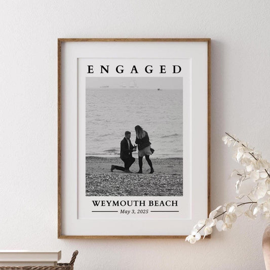 Custom Engagement Photo Print| Personalised Date & Location Gift
