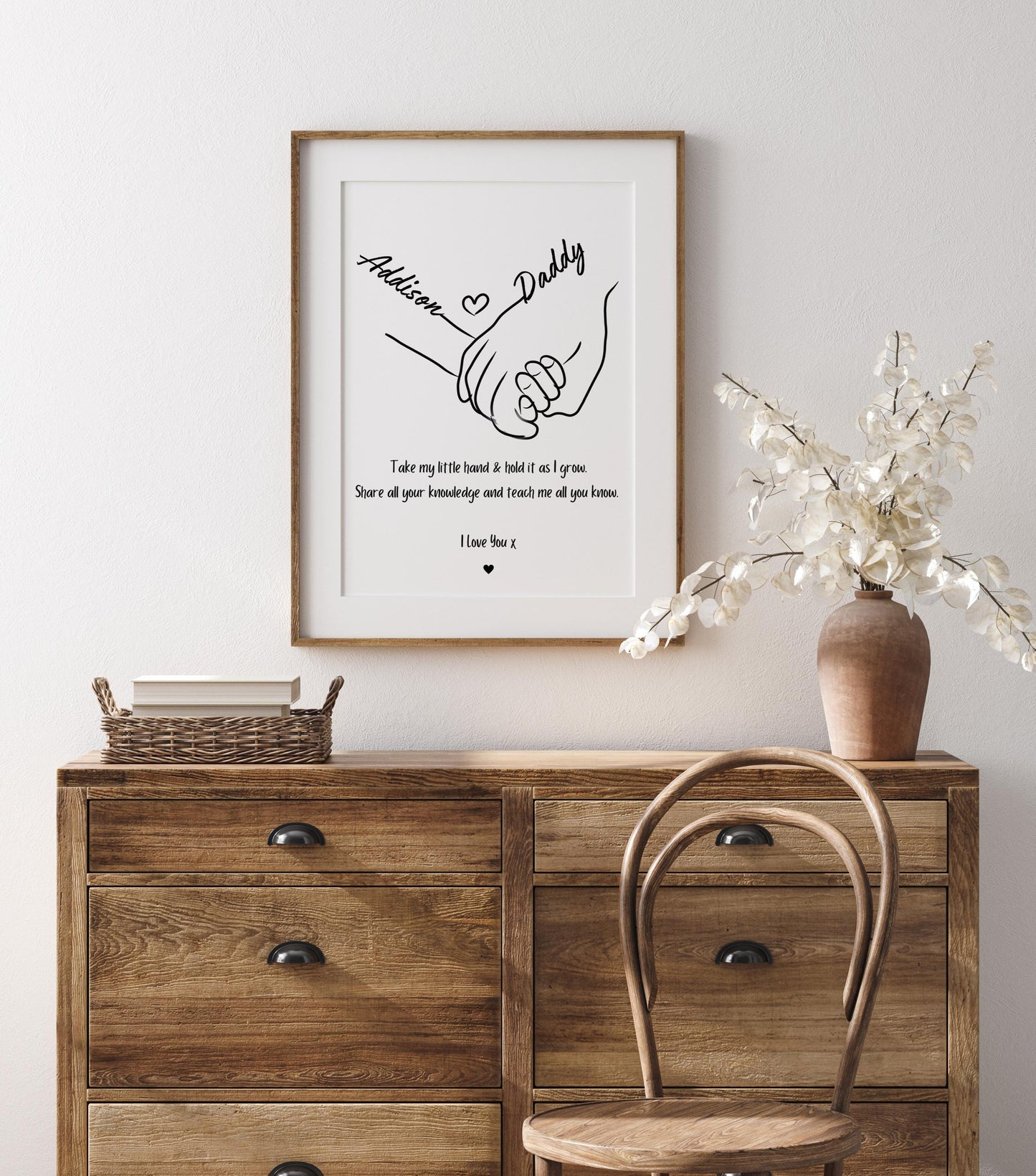 Custom Father Daughter Art Print: Personalised Dad Gift, Christmas Line Art Keepsake