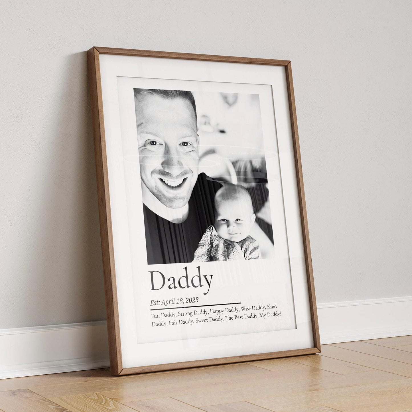 Personalised Dad Gift, Custom Father Christmas Photo Gift, New Daddy Print, Father's Day Gift, Dad Birthday Gift for Him