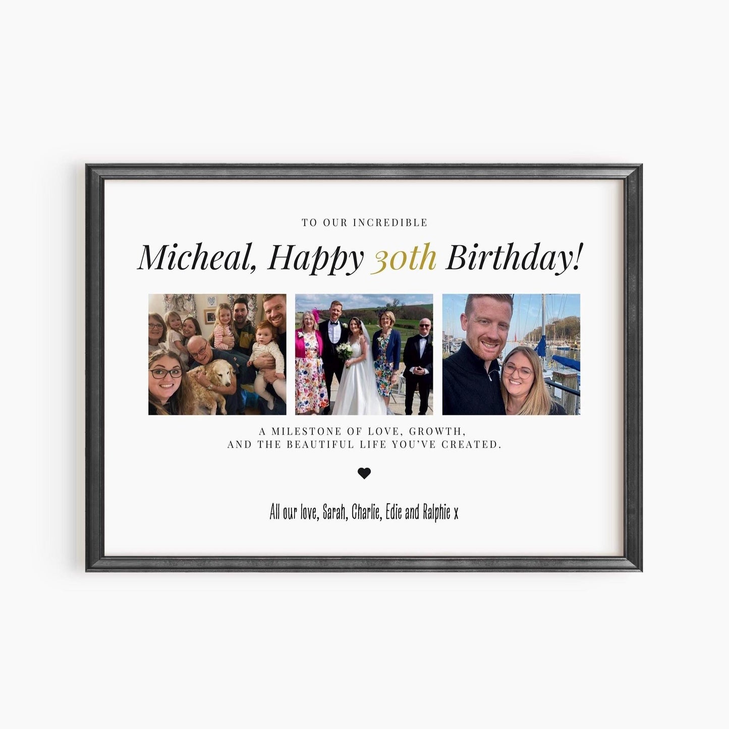 Personalised 30th Birthday Photo Collage Print: Milestone Gift