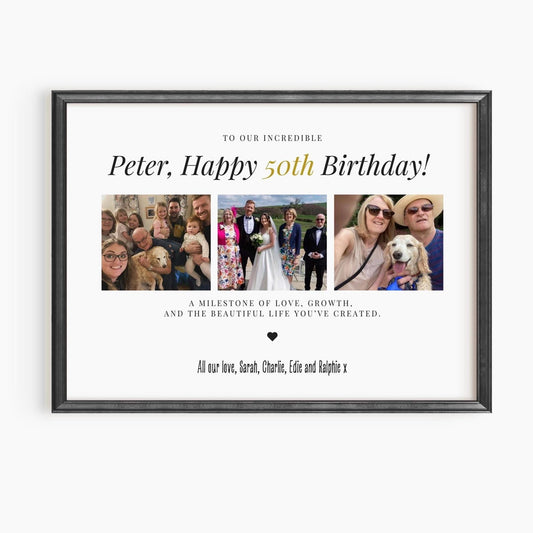Personalised 50th Birthday Photo Print: Milestone Celebration Gift