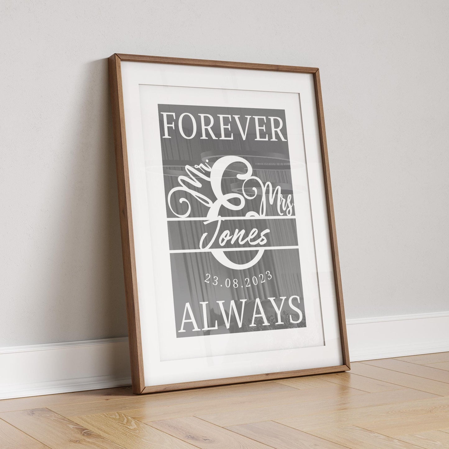 Personalised Wedding Date Print: Minimalist Anniversary Wall Art