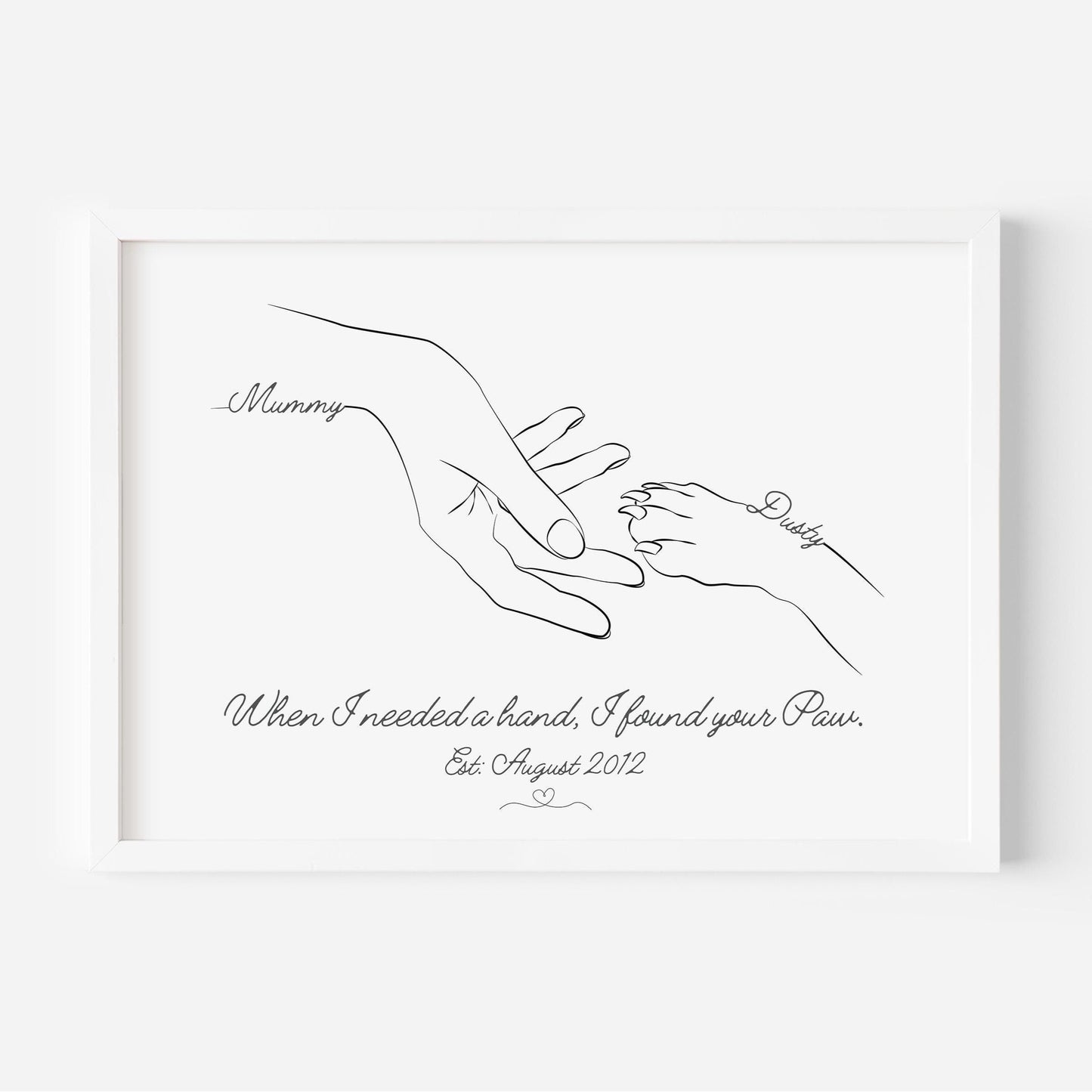 Custom Pet and Owner Paw Print - Minimalist Keepsake Art