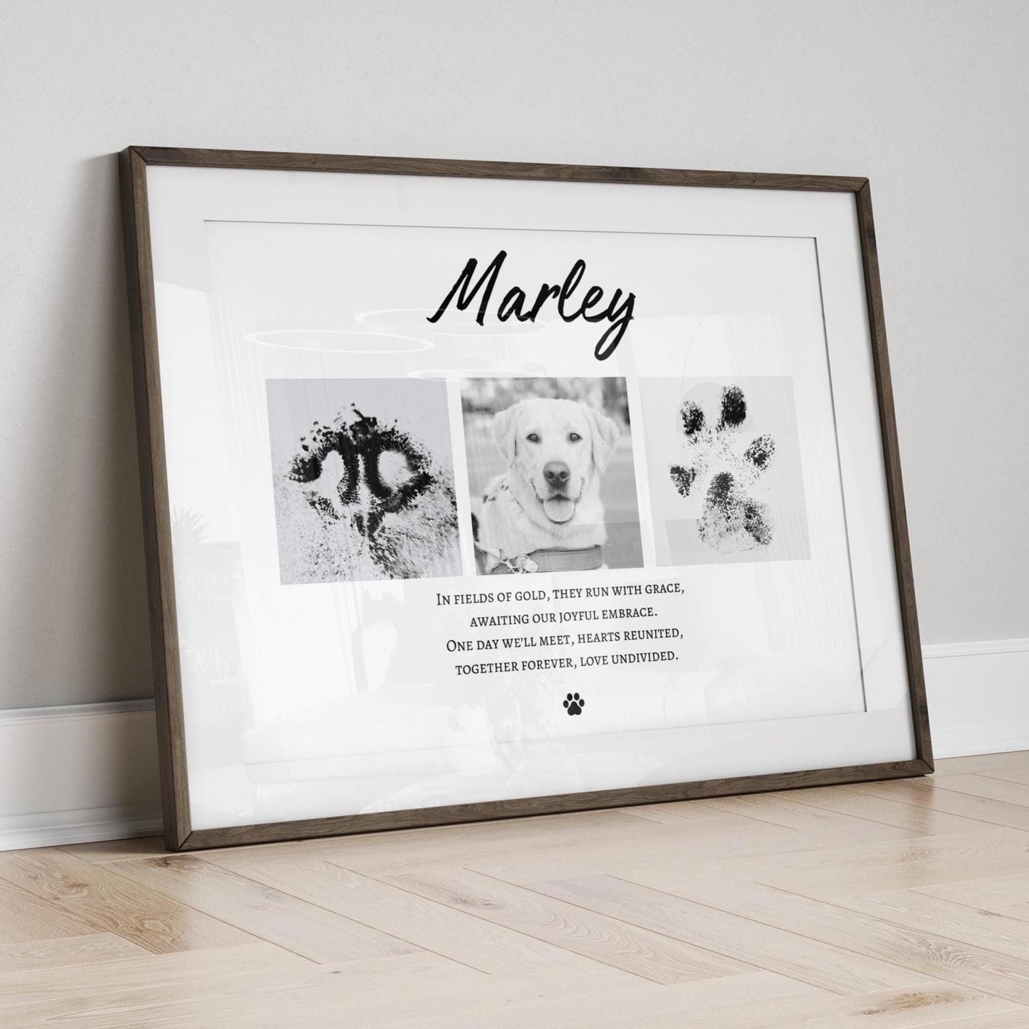 Custom Dog Memorial Photo Collage Print: Rainbow Bridge Pet Loss Gift