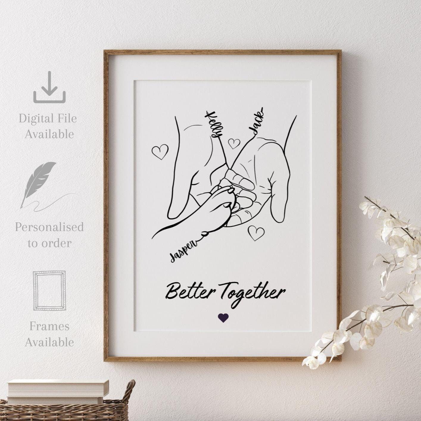 Personalised Dog Paw & Hand Print, Custom Pet Paw Gift Art, New Puppy Framed