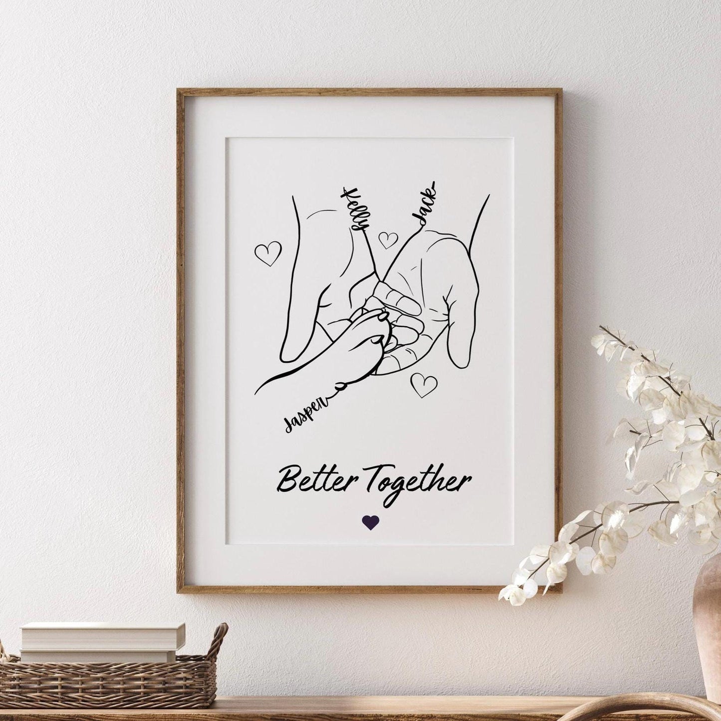 Personalised Dog Paw & Hand Print, Custom Pet Paw Gift Art, New Puppy Framed