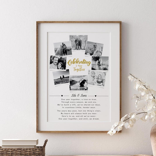 First Wedding Anniversary Personalised  Photo Collage, Paper Anniversary Gift, 1 Year Anniversary Celebration, Polaroid Photo Gift, Wedding