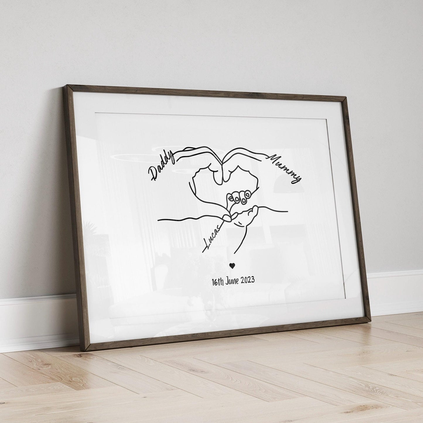 Personalised Newborn Line Art Print, New Family Gift