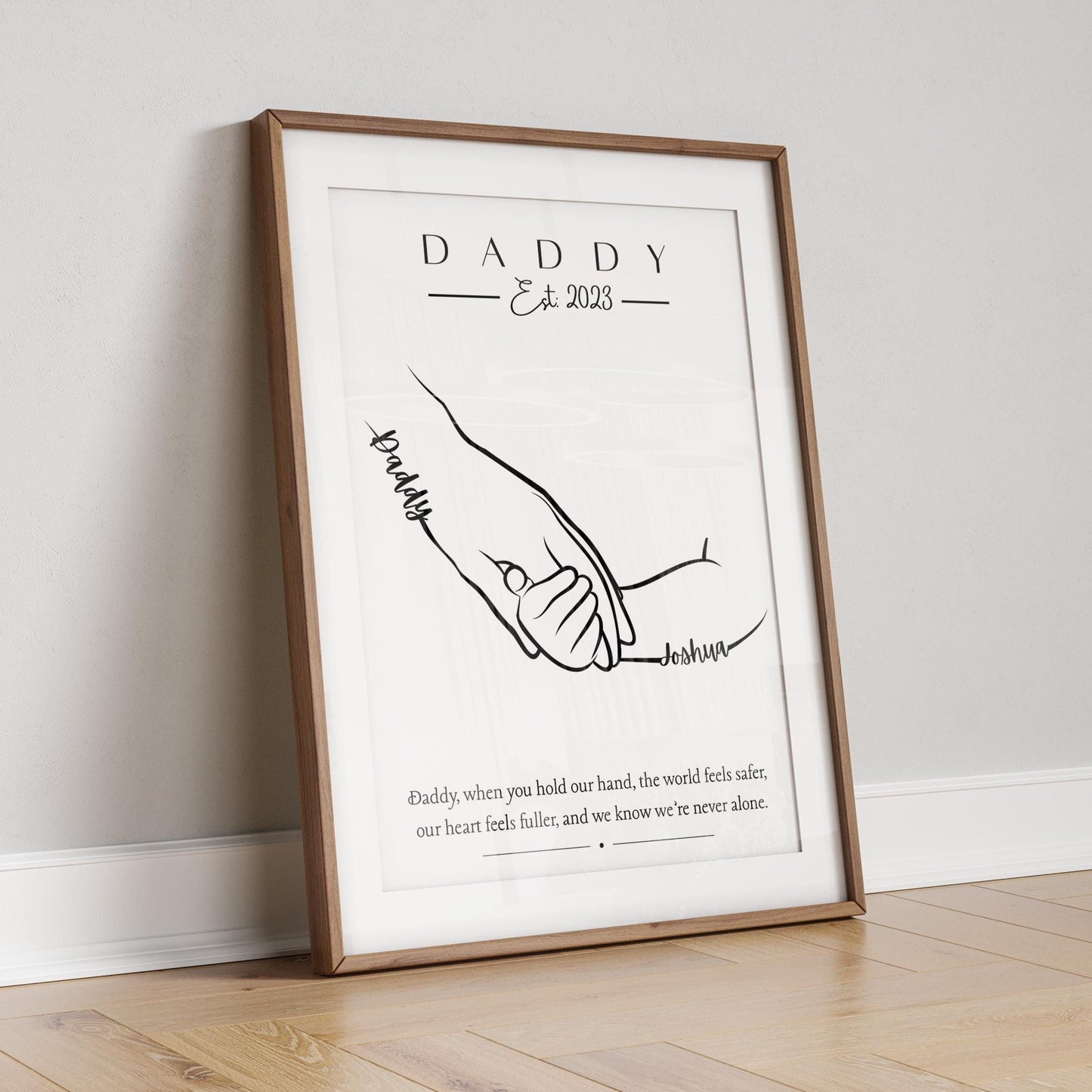 Daddy Hands Personalised Gift, Father's Day Gift, 1-5 Children and Dog Daddy Gift, Custom Father and Children Hand Print, New Dad Gift Frame