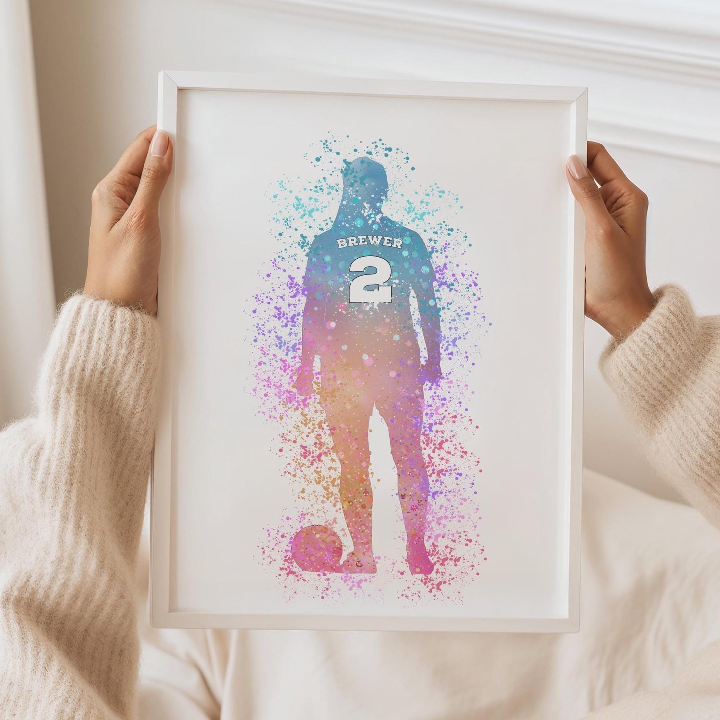 Watercolor Football Girl Art Print: Personalized Sports Gift (A4/A5)