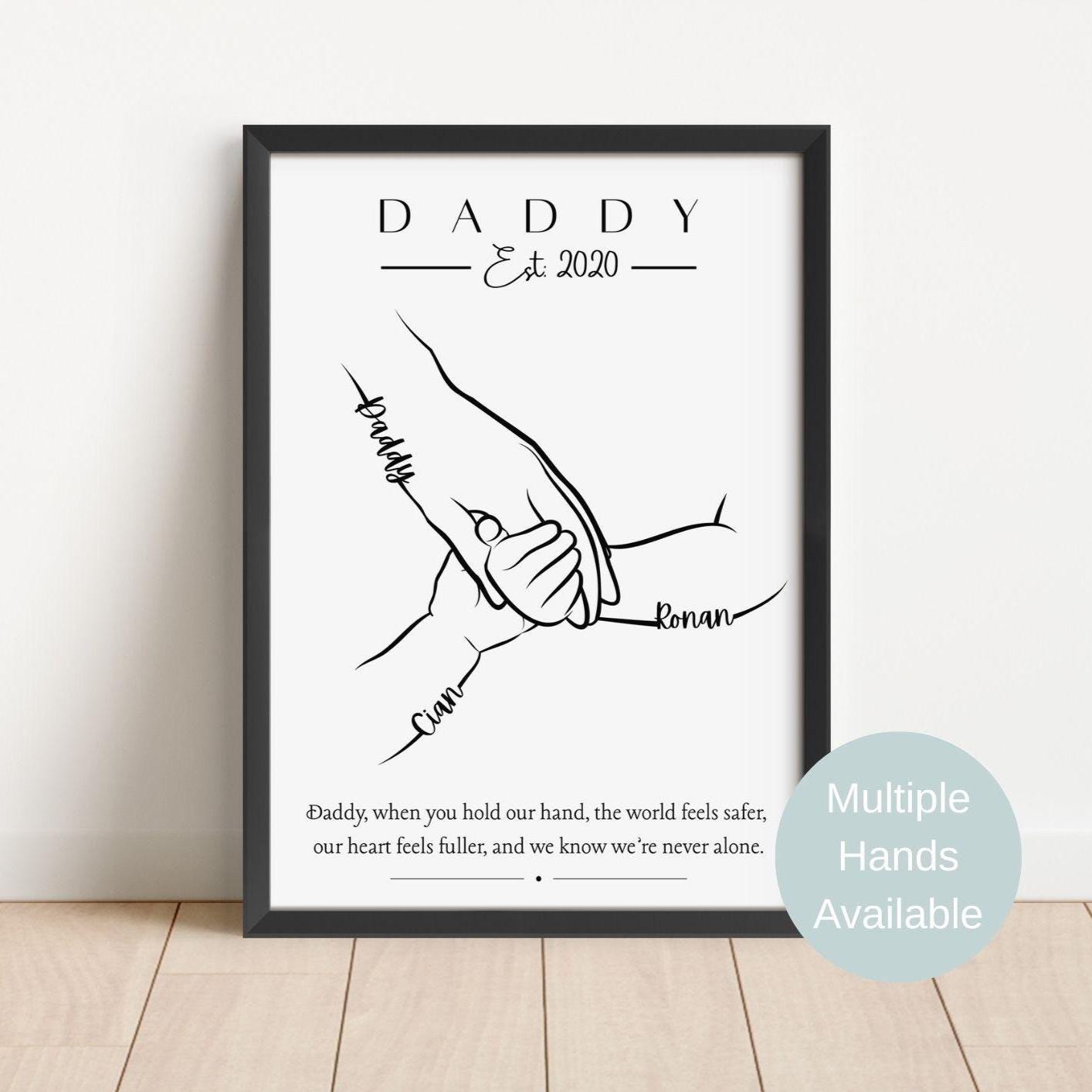 Personalised Daddy Handprint Gift, Custom Father & Children Print, Father’s Day Gift for Him, New Dad Keepsake Art, Children to Daddy Gift