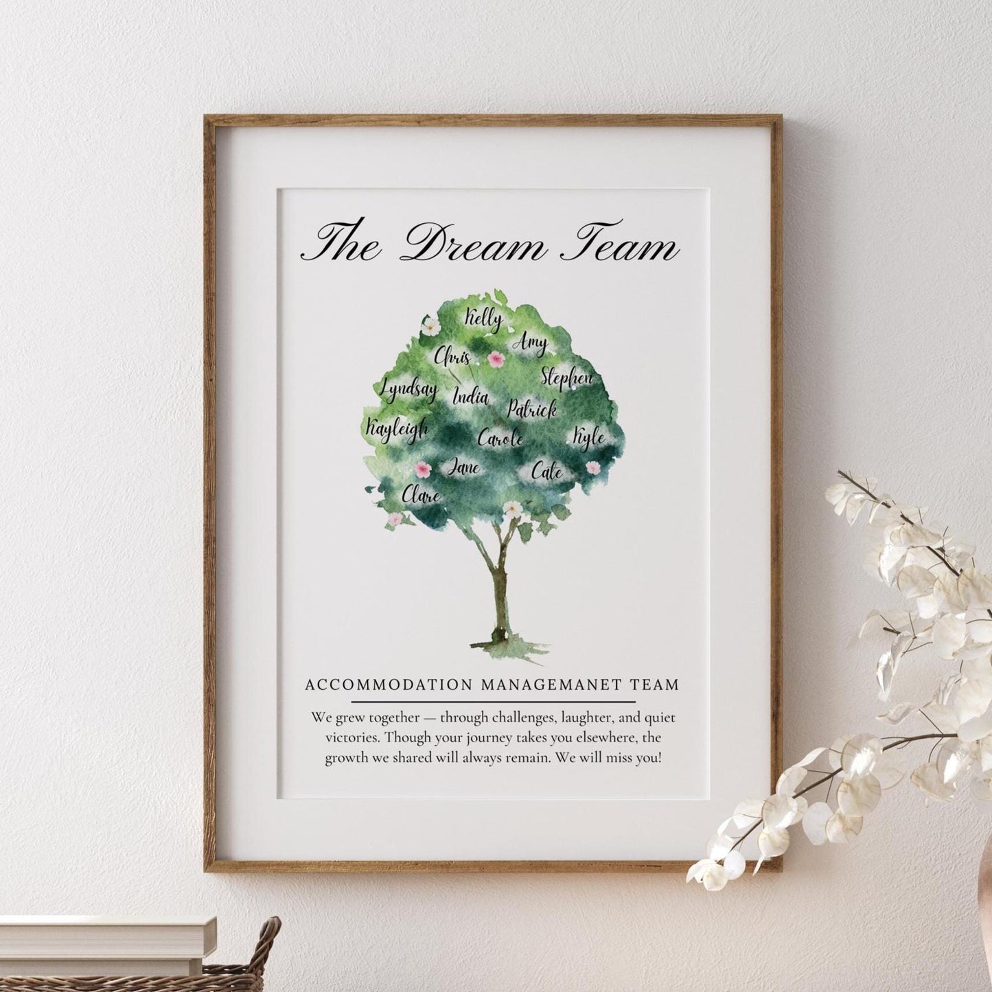 Personalized Watercolour Dream Team Print: Retirement Gift, Colleague Farewell