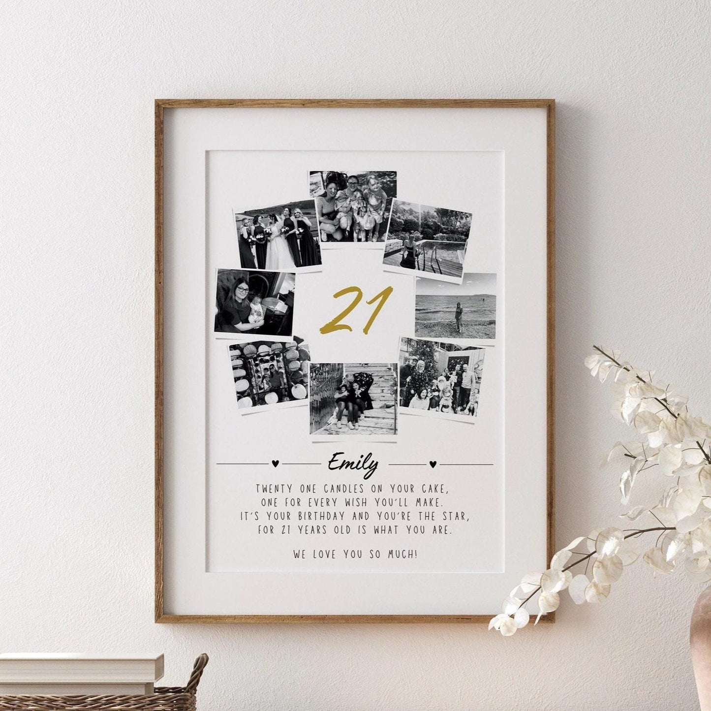 Personalised 21st Birthday Photo Collage Print: Keepsake Gift