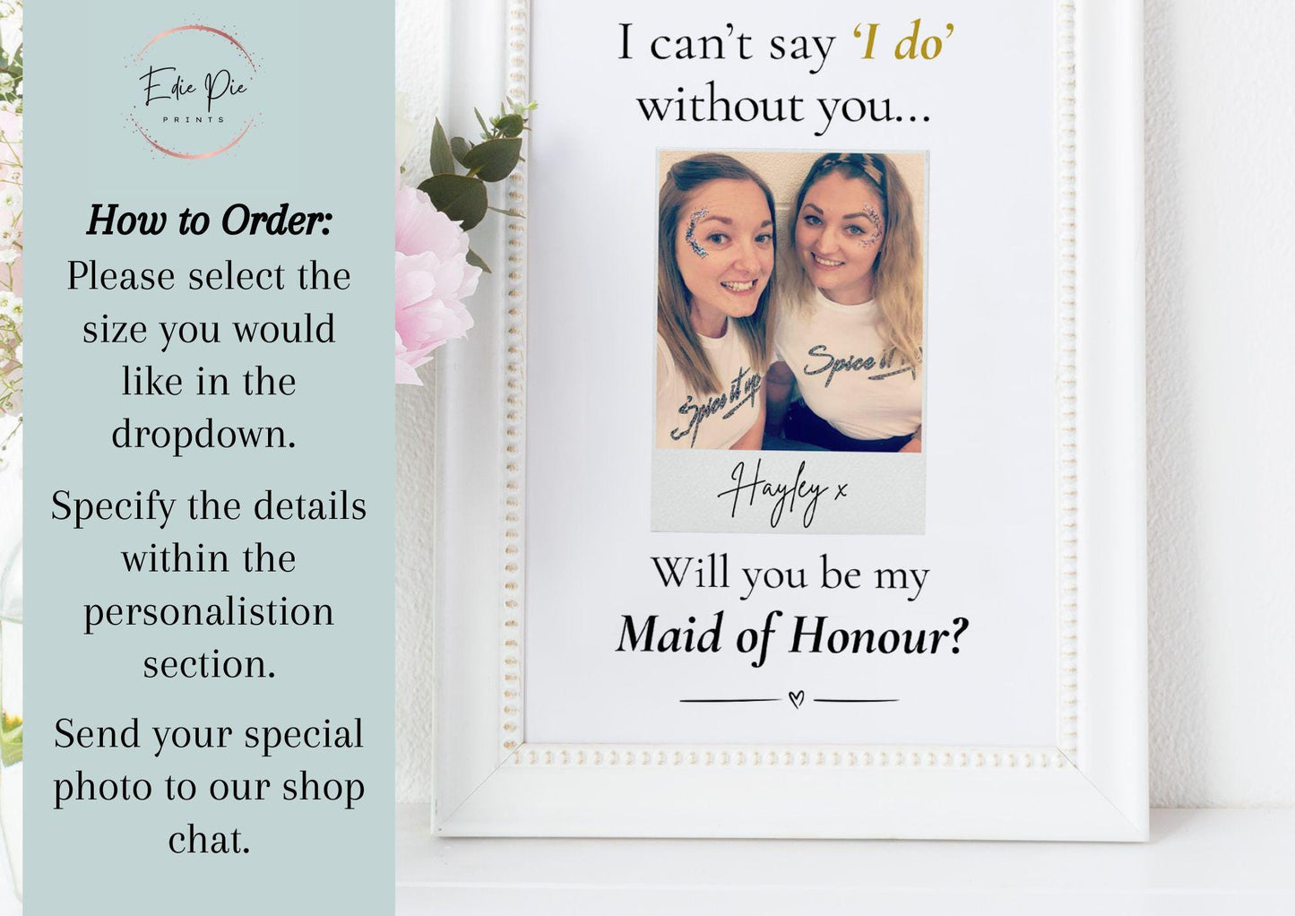 Personalised Bridesmaid Proposal Photo Print: Bridal Party Gift
