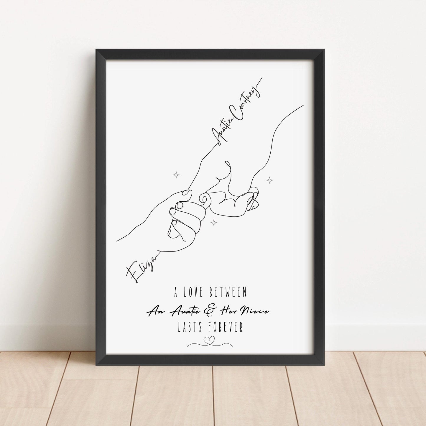 Custom Auntie Hands Gift, Birthday Present for Aunt, Sister Thank You Gift, Gift from Nephew or Niece, Minimalist Line Art, Best Aunty Decor