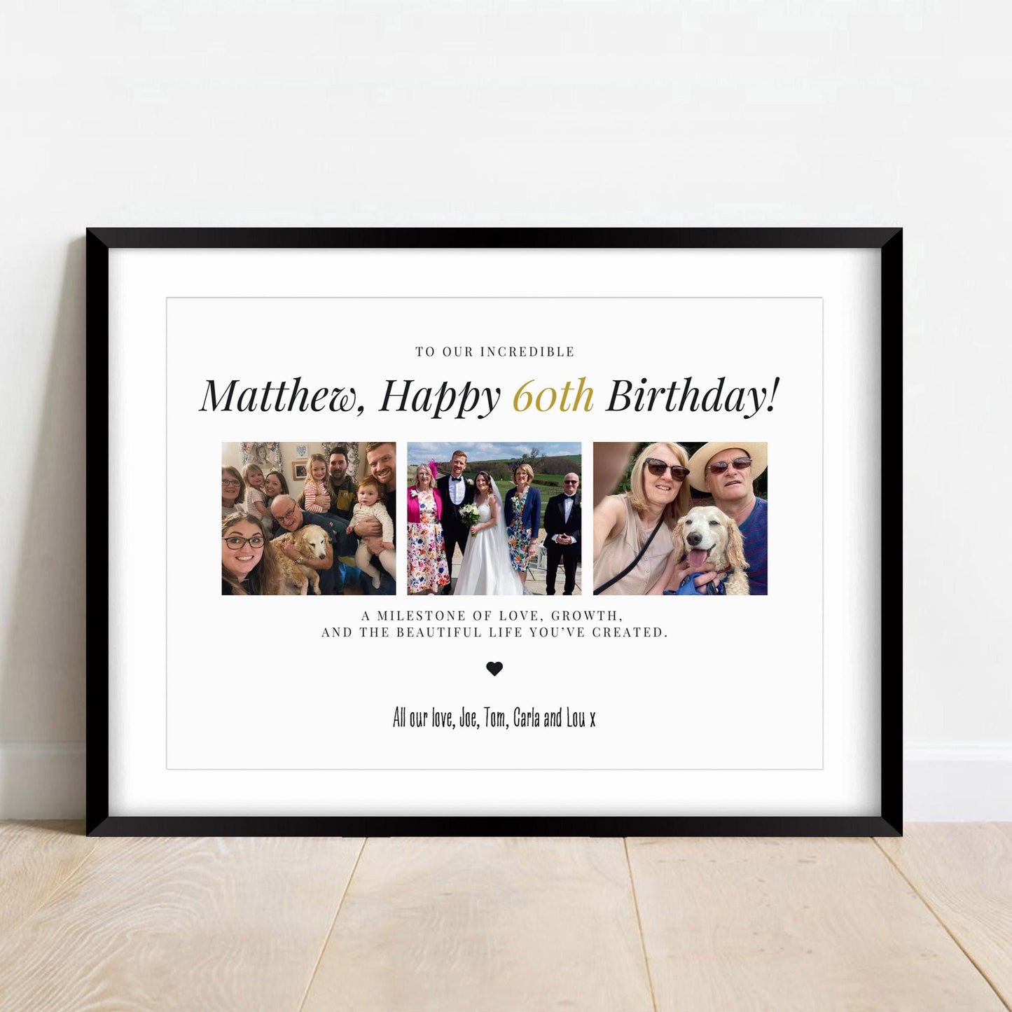 Personalised 60th Birthday Photo Collage Print: Milestone Gift