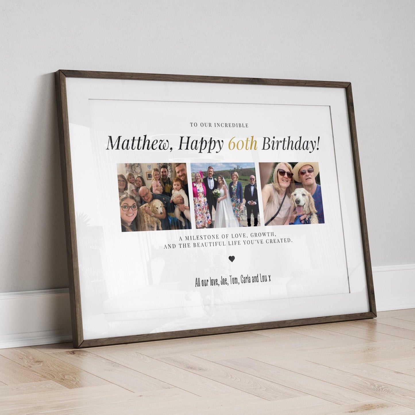 Personalised 60th Birthday Photo Collage Print: Milestone Gift