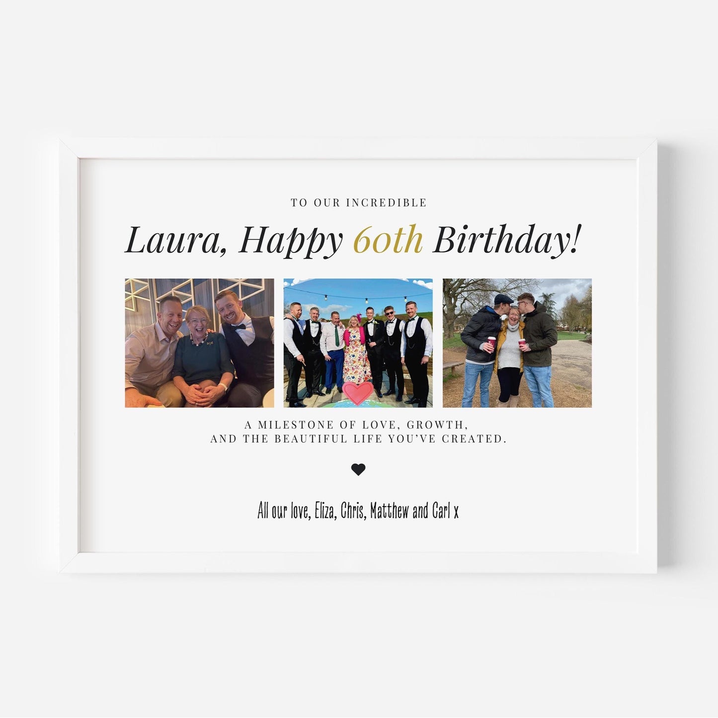Personalised 60th Birthday Photo Collage Print: Milestone Gift
