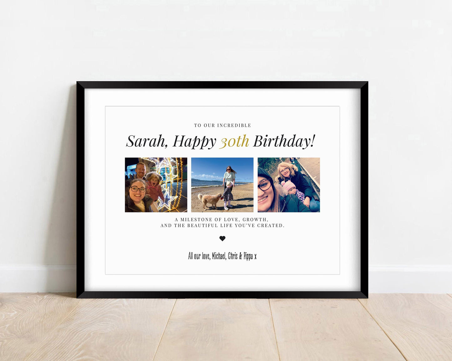 Personalised 30th Birthday Photo Collage Print: Milestone Gift