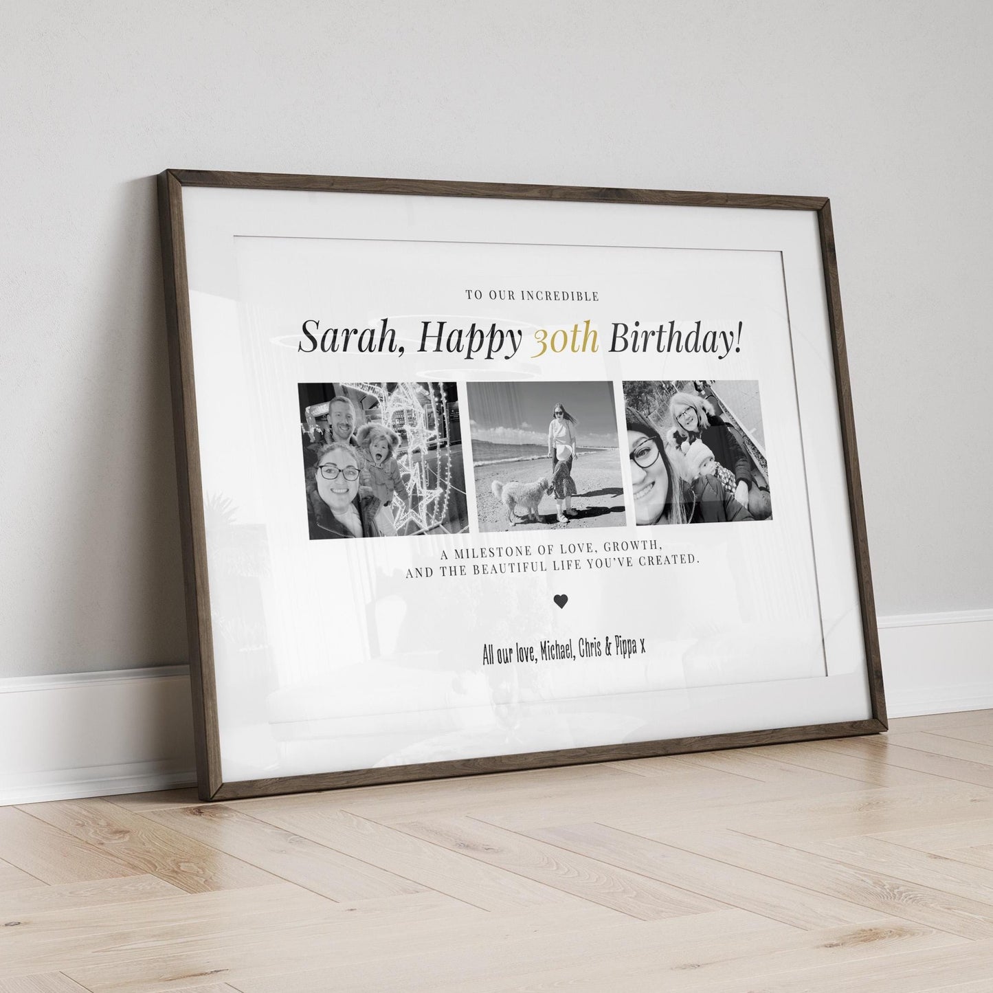 Personalised 30th Birthday Photo Collage Print: Milestone Gift