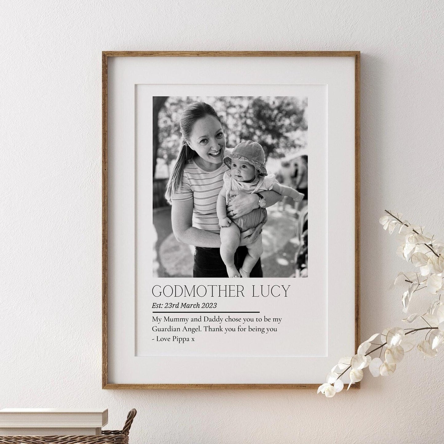 Personalised Godmother Photo Print: Sentimental Godparent Gift