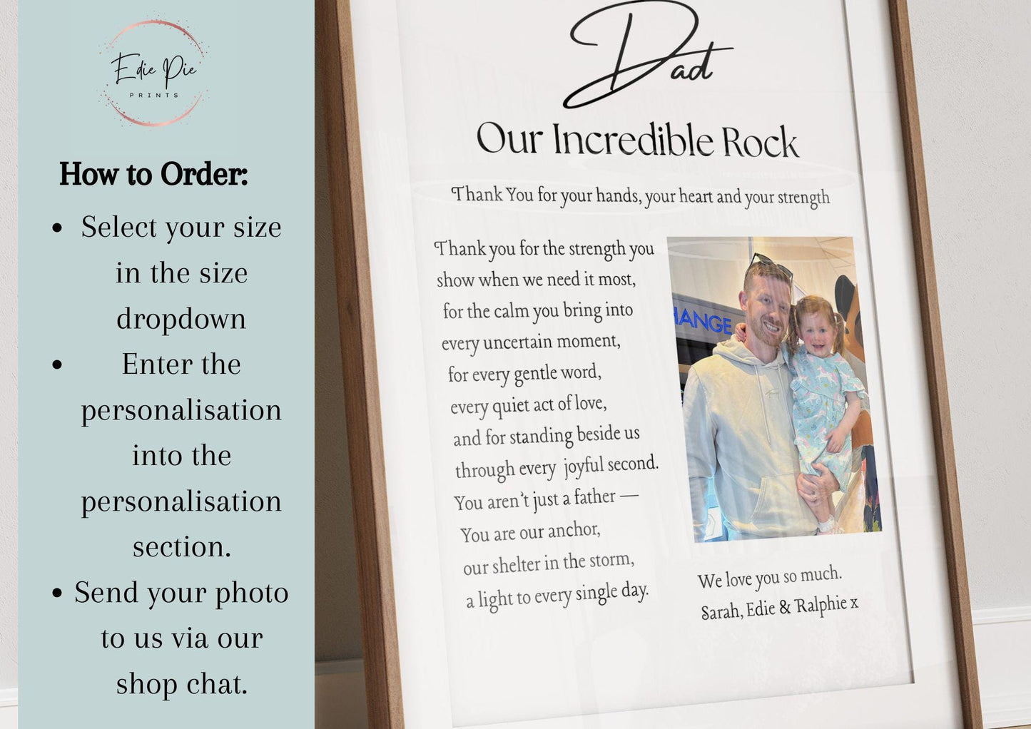 Personalized Daddy Poem Print: Sentimental Father Gift, Photo Keepsake