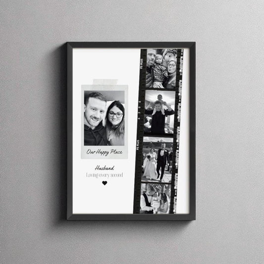 Personalised Husband Photo Collage Gift – Custom Couple Print with Film Strip Style – Romantic Anniversary or Valentine’s Day Gift for Him