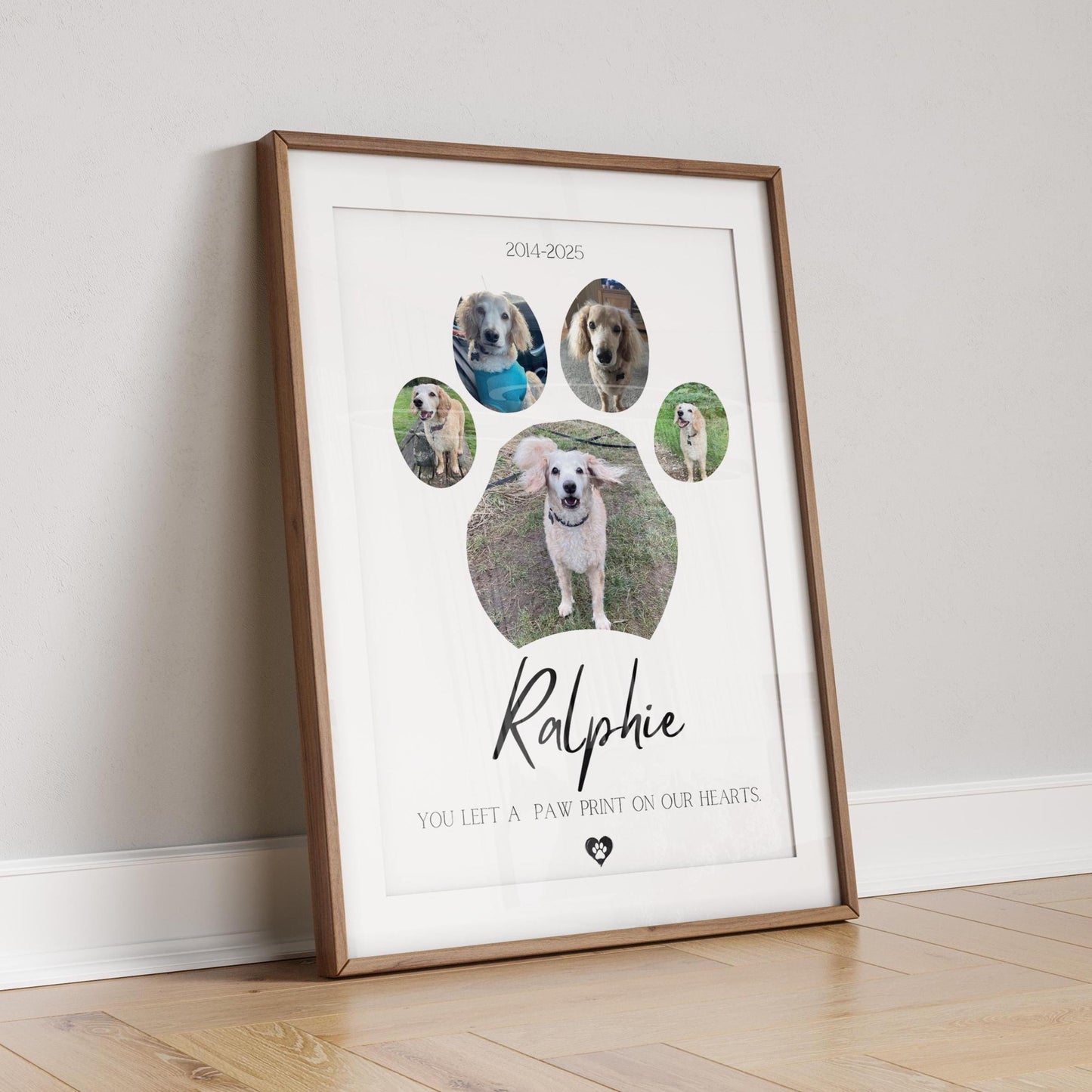 Custom Dog Memorial Photo Collage: Paw Print Pet Loss Gift