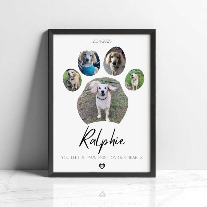 Custom Dog Memorial Photo Collage: Paw Print Pet Loss Gift