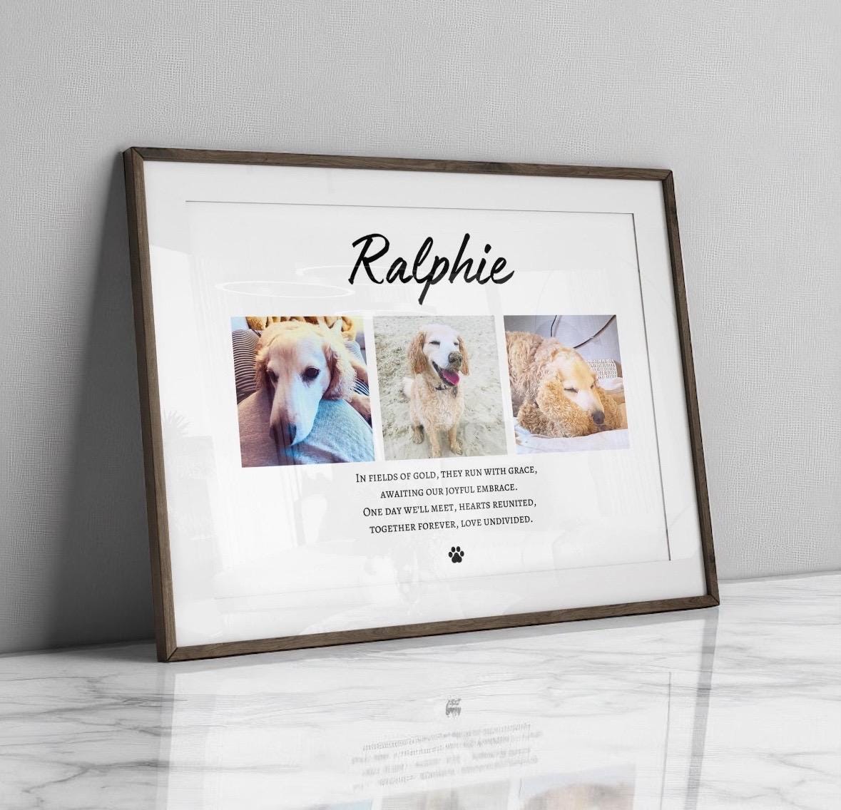 Custom Dog Memorial Photo Collage Print: Rainbow Bridge Pet Loss Gift
