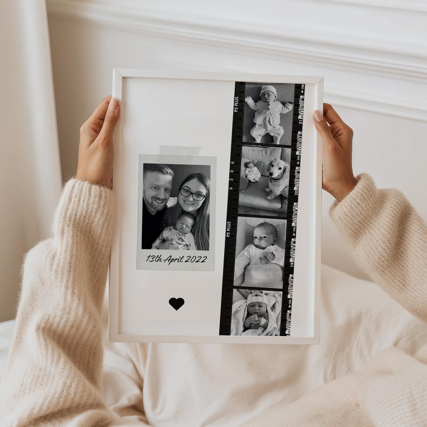 Personalised Baby Photo Strip Print: Newborn Keepsake Wall Art