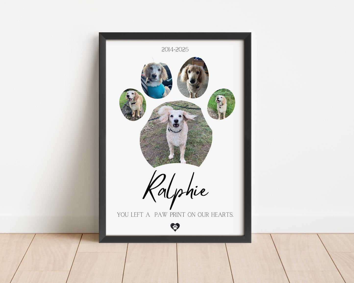 Custom Dog Memorial Photo Collage: Paw Print Pet Loss Gift