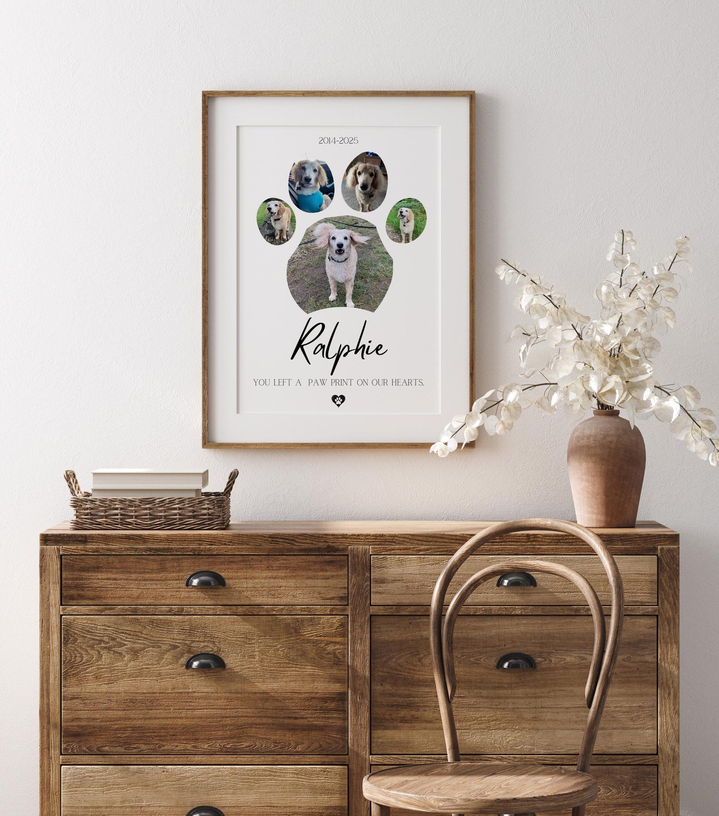 Custom Dog Memorial Photo Collage: Paw Print Pet Loss Gift