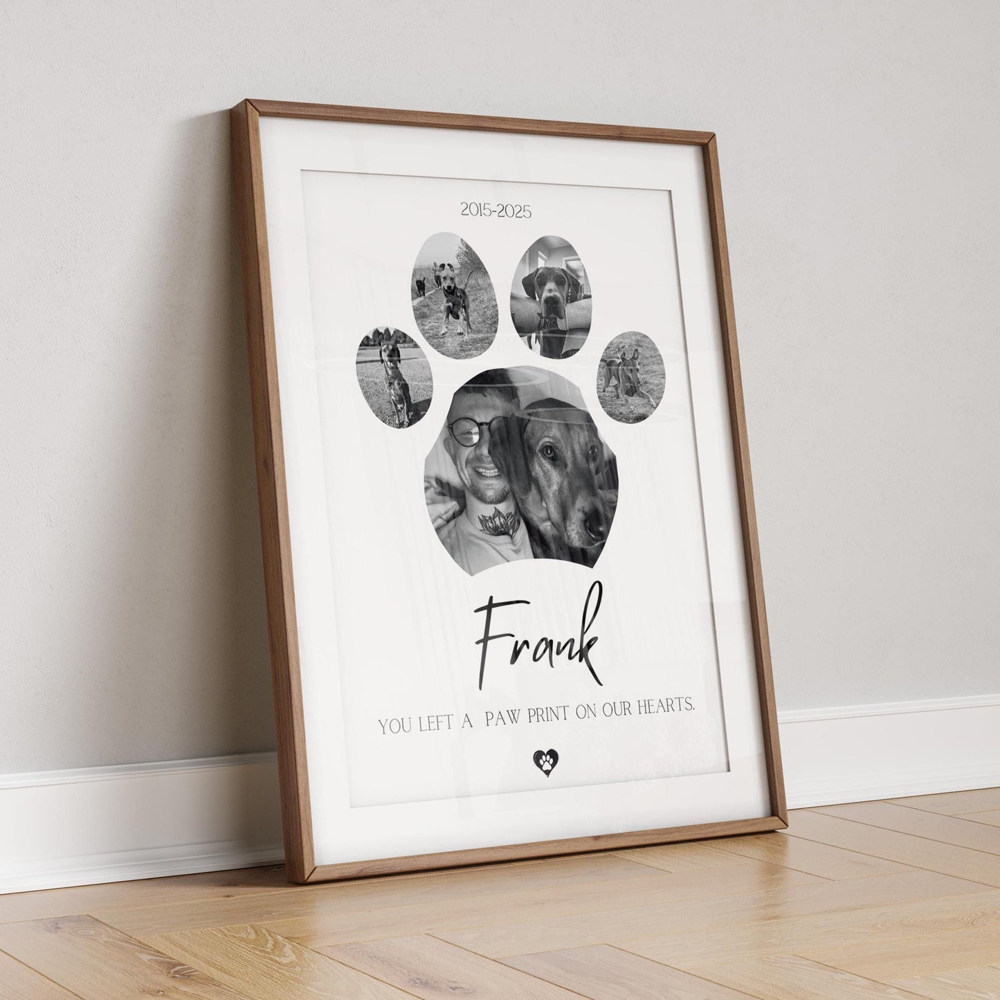 Custom Dog Memorial Photo Collage: Paw Print Pet Loss Gift