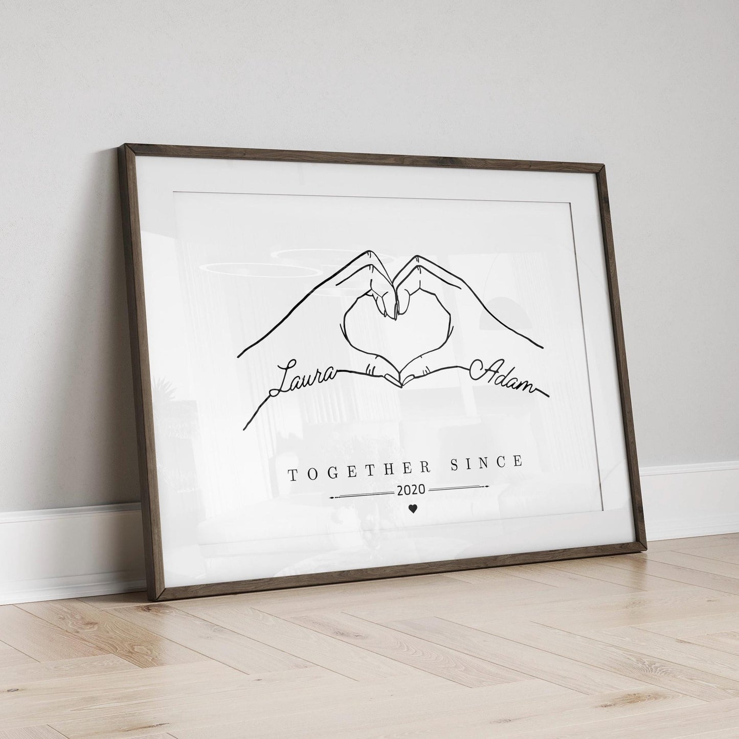 Personalised Heart Hands Couple Gift, Anniversary Present, Anniversary Gift Print, Engagement or Wedding Gift for Friend or Fiancé, Birthday