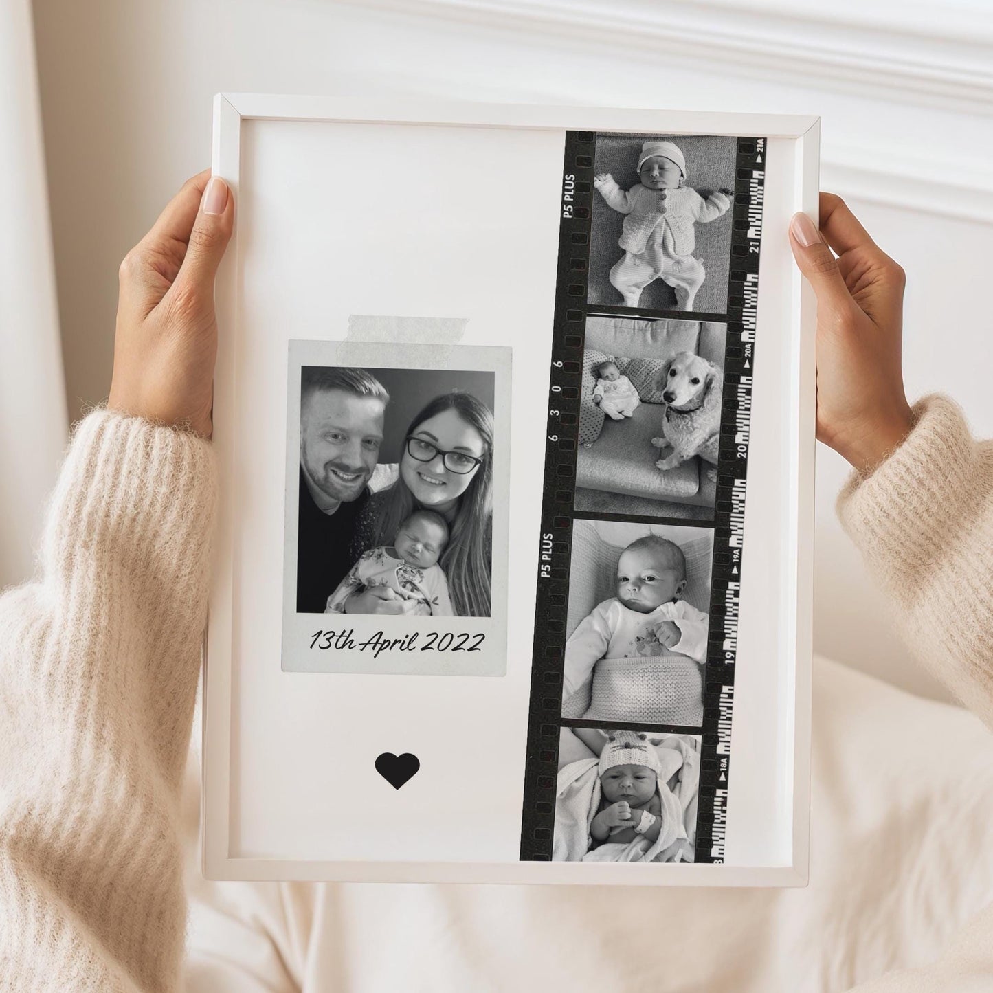 Personalised Baby Photo Strip Print: Newborn Keepsake Wall Art