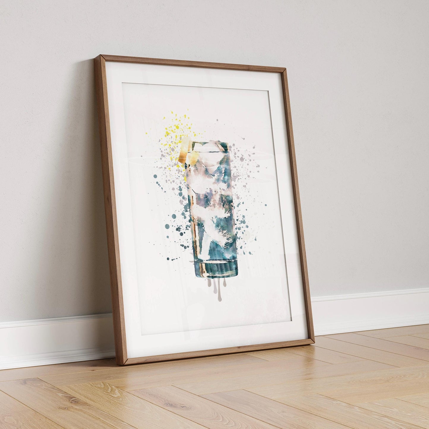 Gin and Tonic Watercolor Print: Modern Bar Cart Wall Art
