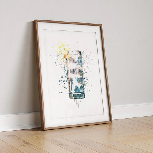 Gin and Tonic Watercolor Print: Modern Bar Cart Wall Art