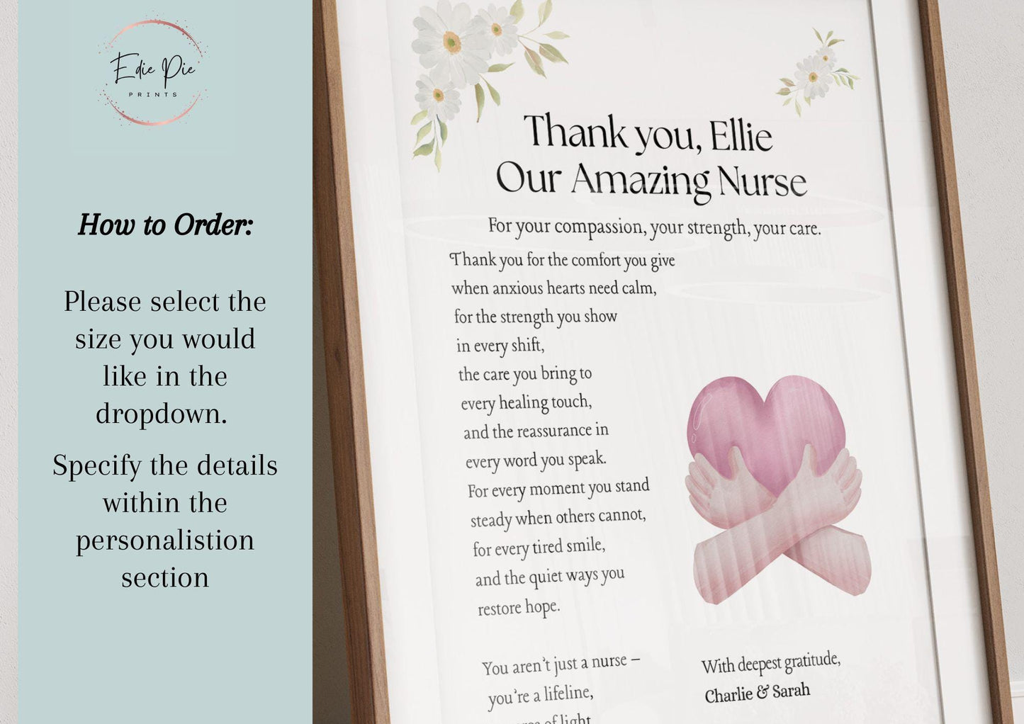 Personalised Nurse Appreciation Print: Custom Thank You Gift
