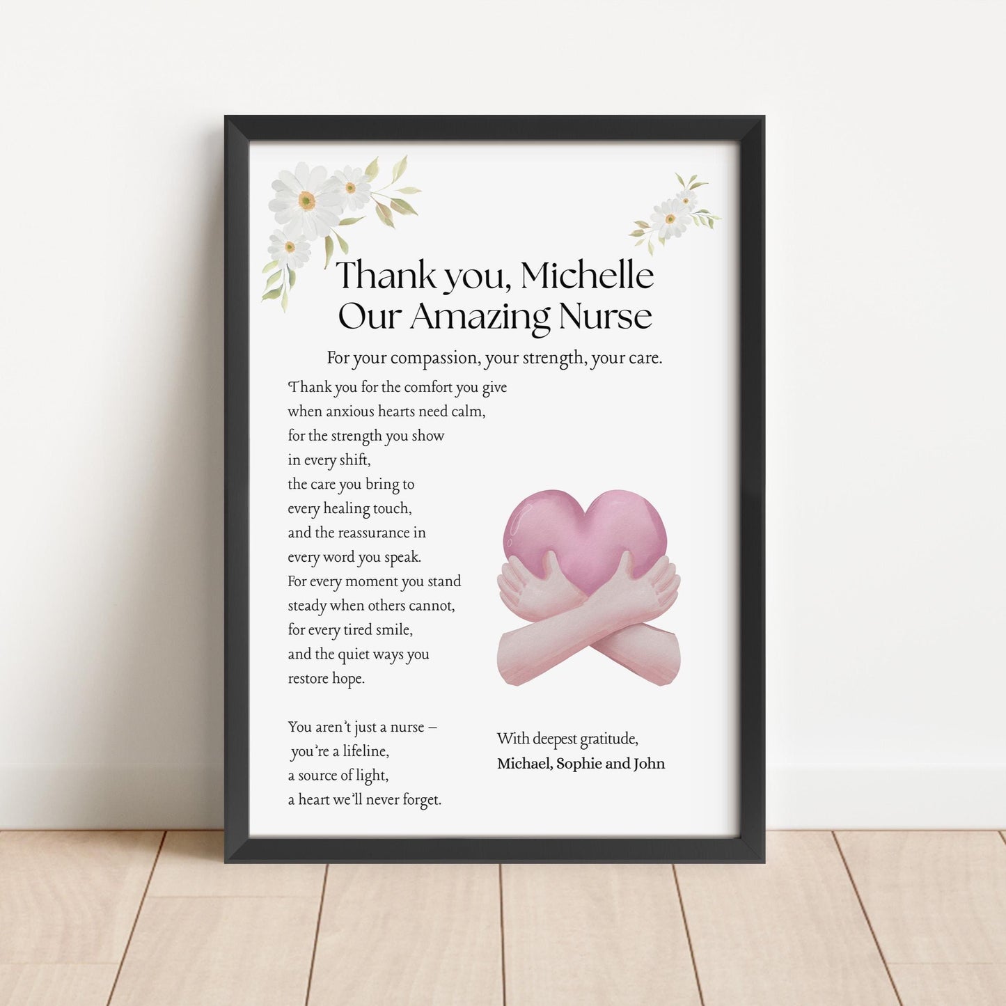 Personalised Nurse Appreciation Print: Custom Thank You Gift