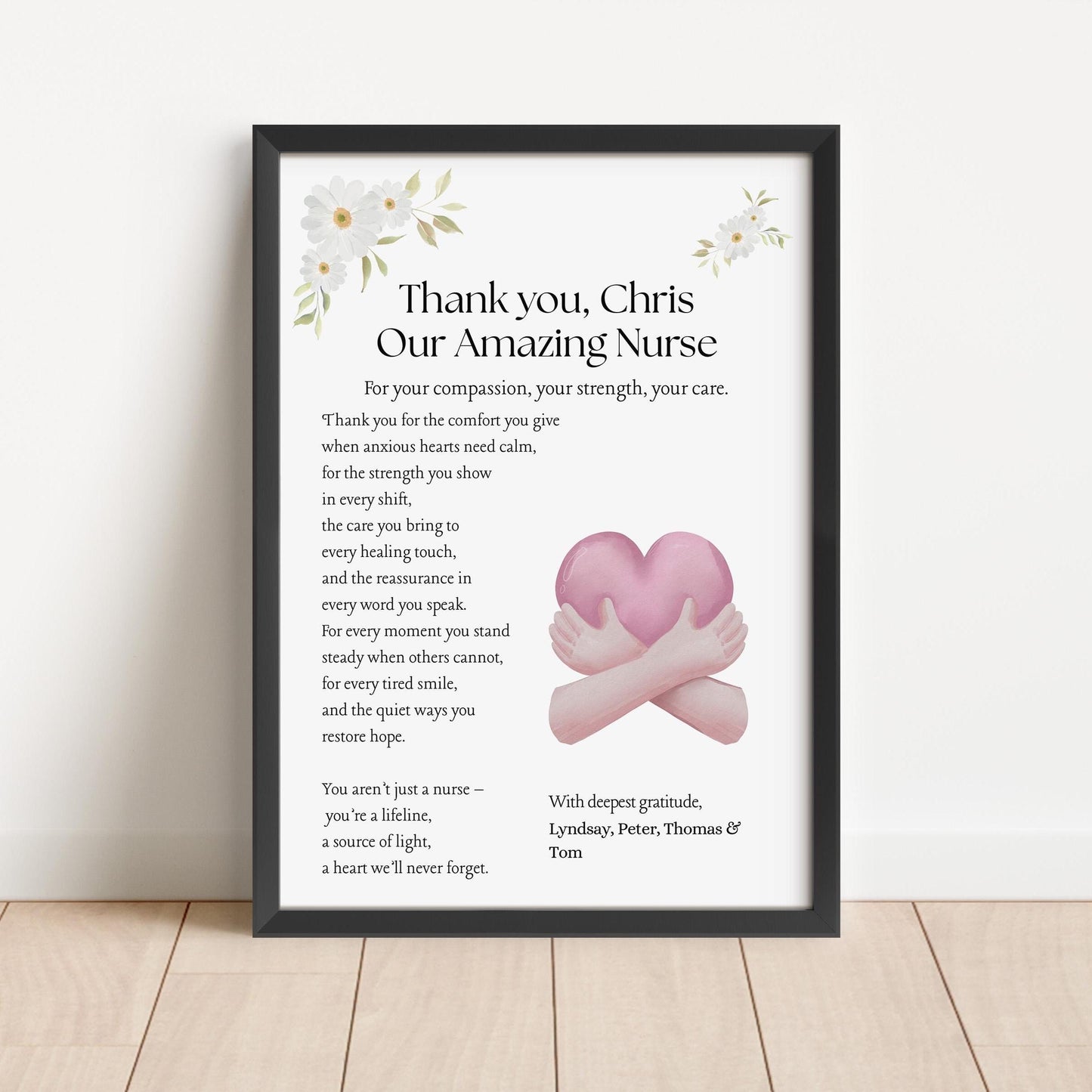 Personalised Nurse Appreciation Print: Custom Thank You Gift