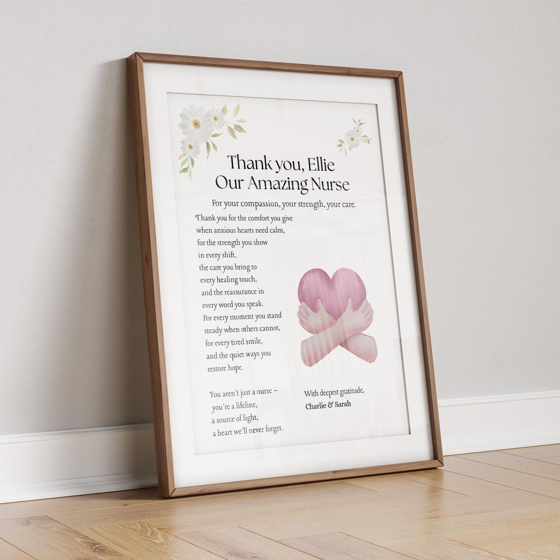 Personalised Nurse Appreciation Print: Custom Thank You Gift