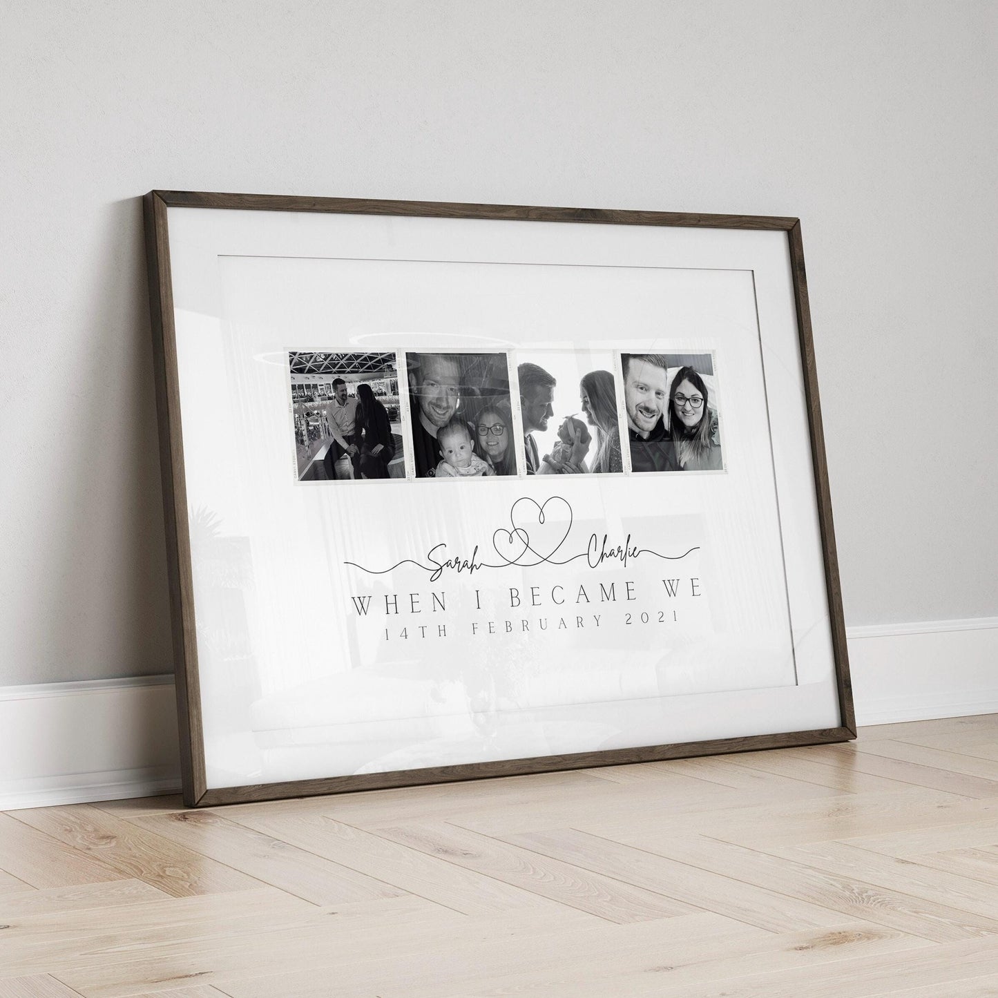 Personalised Couple Photo Collage Print, Custom Wedding Gift, Husband Wife Gift Framed, Paper Anniversary, Valentine's Day Keepsake for Her