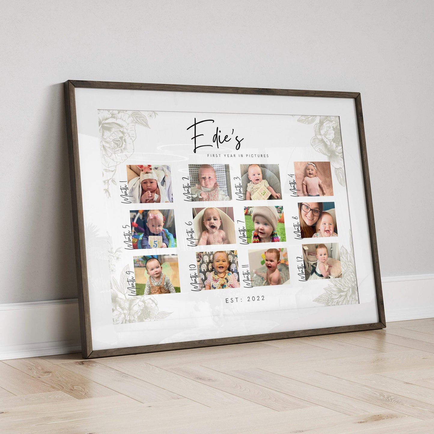 Personalized Baby's First Year Photo Collage Print - Milestone Keepsake