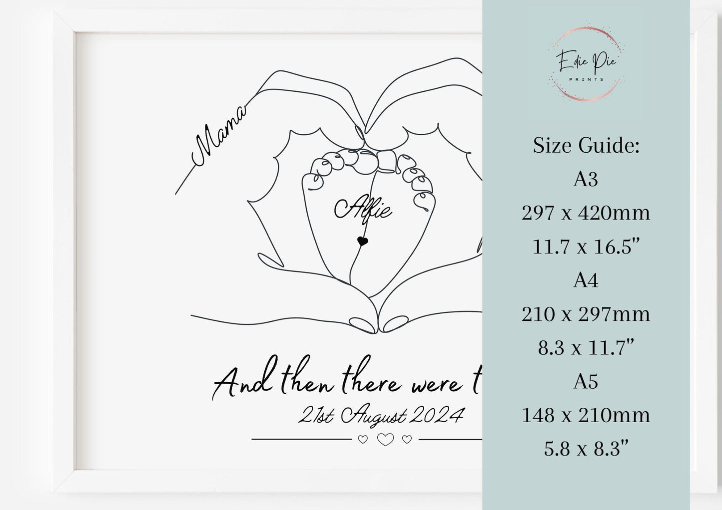 Personalised Family Hands Baby Feet Print, Custom Newborn Gift, Nursery Wall Art, New Baby Keepsake, New Parents Minimalist Keepsake Gift