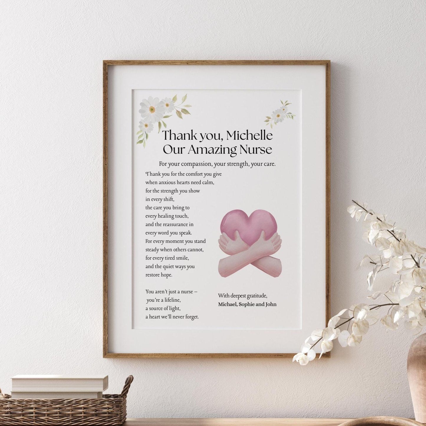 Personalised Nurse Appreciation Print: Custom Thank You Gift