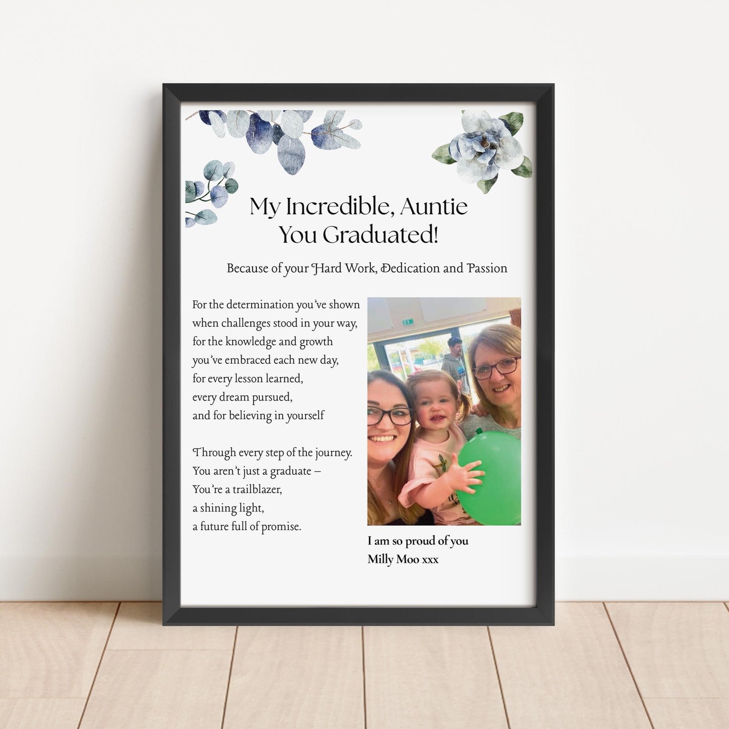 Personalised Graduation Gift Print for Daughter or Sister, Diploma Ceremony Keepsake, Custom Degree Milestone Wall Art