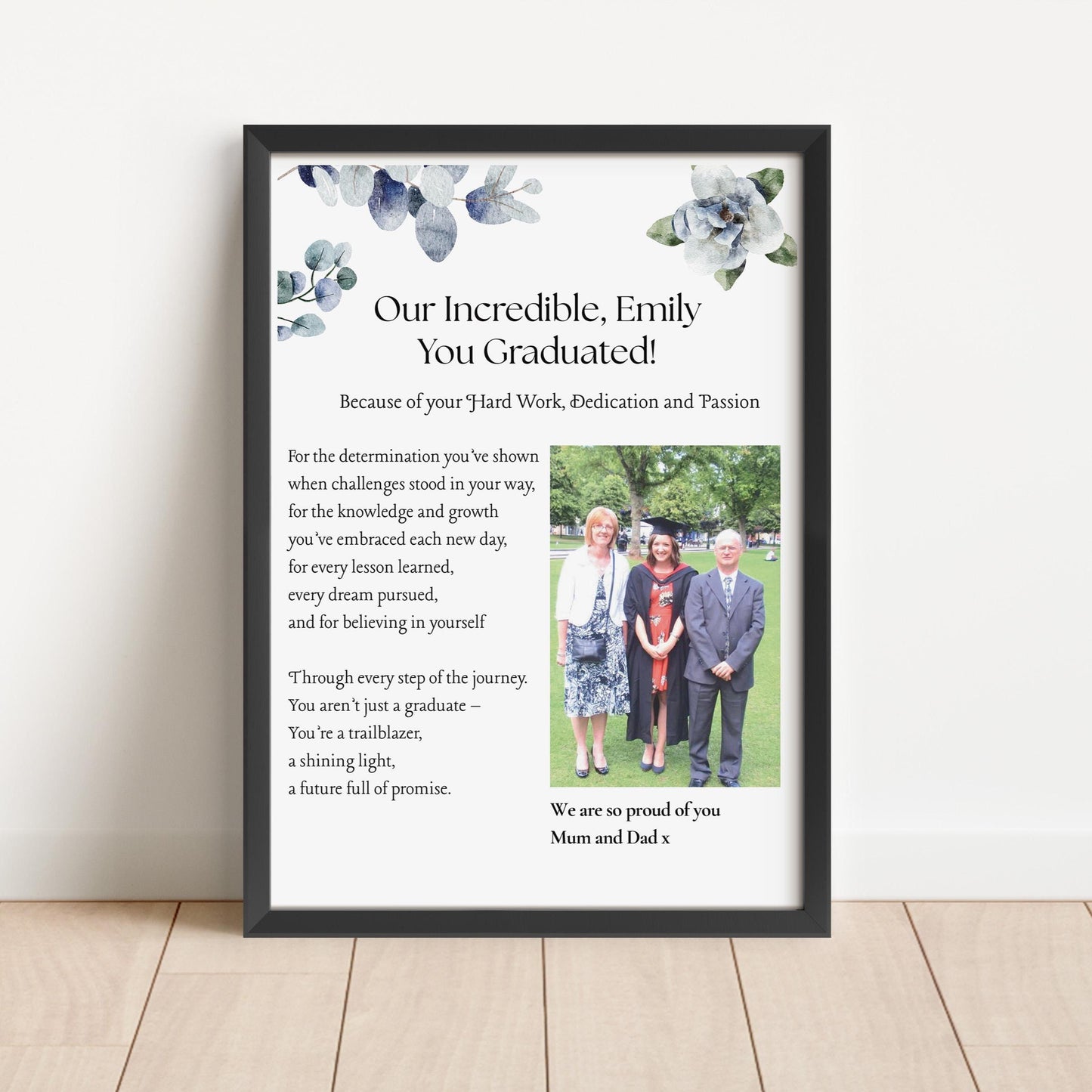 Personalised Graduation Gift Print for Daughter or Sister, Diploma Ceremony Keepsake, Custom Degree Milestone Wall Art